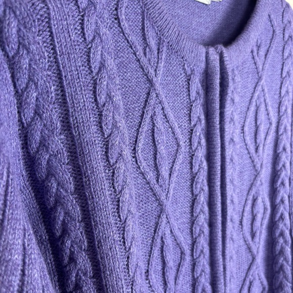 Honor Millburn Purple Cable Knit Zip Cardigan UK M (14-16) Preppy Cottagecore - Picture 8 of 13